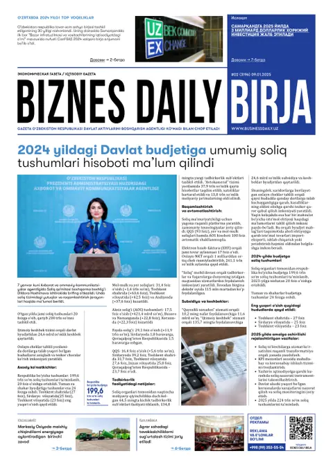 газета Biznes Daily Birja   №02, 08.01.2025