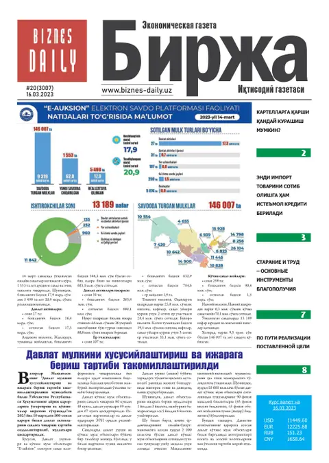 газета Biznes Daily Birja   №20, 15.03.2023