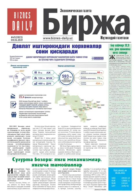 газета Biznes Daily Birja   №45, 07.06.2021