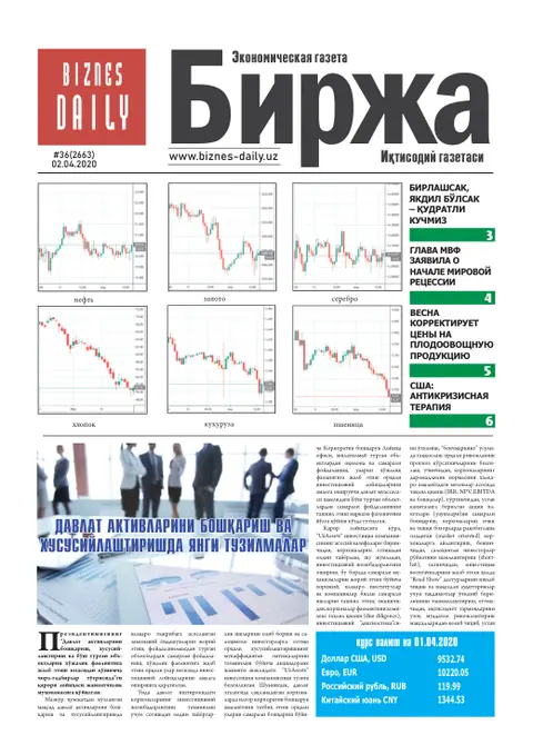 газета Biznes Daily Birja   №36, 01.04.2020