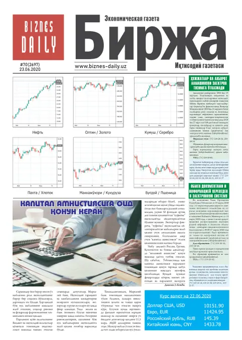 газета Biznes Daily Birja   №70, 22.06.2020