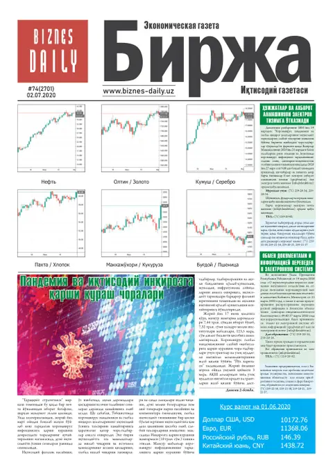 газета Biznes Daily Birja   №74, 01.07.2020